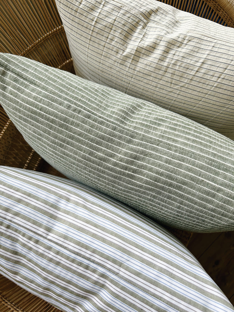 Linen Stripe Green 50x50 cm