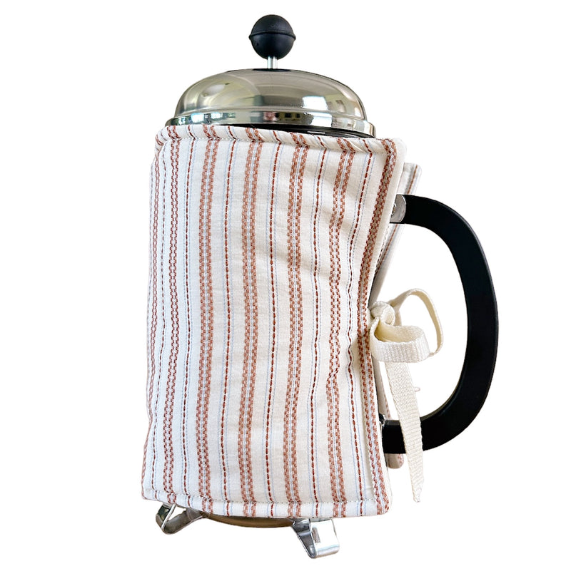 Coffee Cozy ~ Rust Brown Stripe